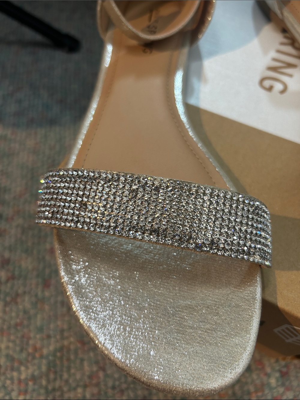 Call It Spring Silver Rhinestone Ankle-Strap Sandals - Picture 7 of 11